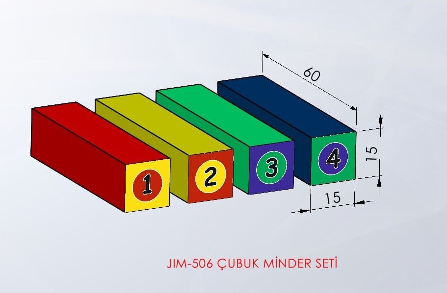 JİM-506 Çubuk minder seti teknik ölçü çizimi