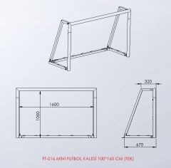 Mini Futbol Kalesi 100×160 cm (Tek) Teknik Çizim