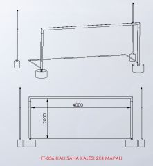 Halı Saha Kalesi 2X4 Mapalı Yan Görünüm