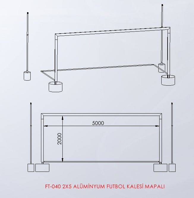 2X5 ALÜMİNYUM FUTBOL KALESİ MAPALI