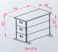 3'Lü Jimnastik Kasası Yan Görünüm