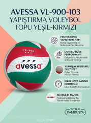 AVESSA VL-900-103 YAPIŞTIRMA VOLEYBOL TOPU YEŞİL-KIRMIZI