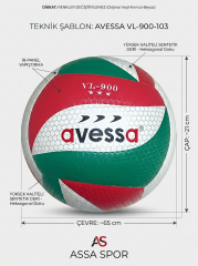 AVESSA VL-900-103 YAPIŞTIRMA VOLEYBOL TOPU YEŞİL-KIRMIZI
