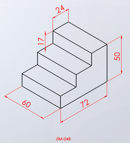 JİM-048 Merdiven minder (3 basamak) teknik ölçü çizimi