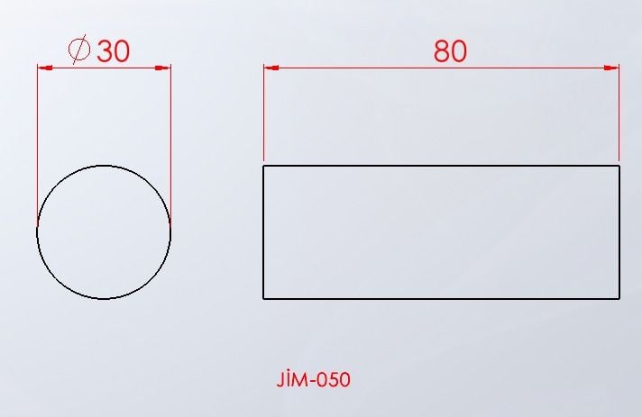 JİM-050 Silindir minder teknik ölçü çizimi