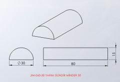Yarım Silindir Minder 30 Yan Görünüm