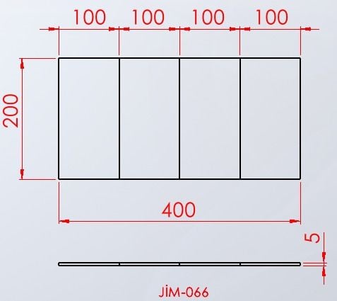 JİM-066 Katlanır minder (4 panel) teknik ölçü çizimi