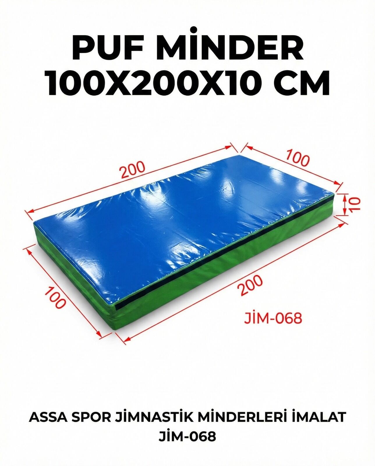 ASSA SPOR Puf Minder 100X200X10 Cm - Jimnastik Minderi Üretimi