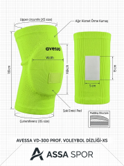 AVESSA VD-300 PROF.VOLEYBOL DİZLİĞİ-XS SİYAH,FOS,SARI (30)