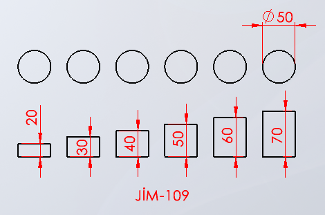 JİM-109 Basamak silindir minder seti teknik ölçü çizimi