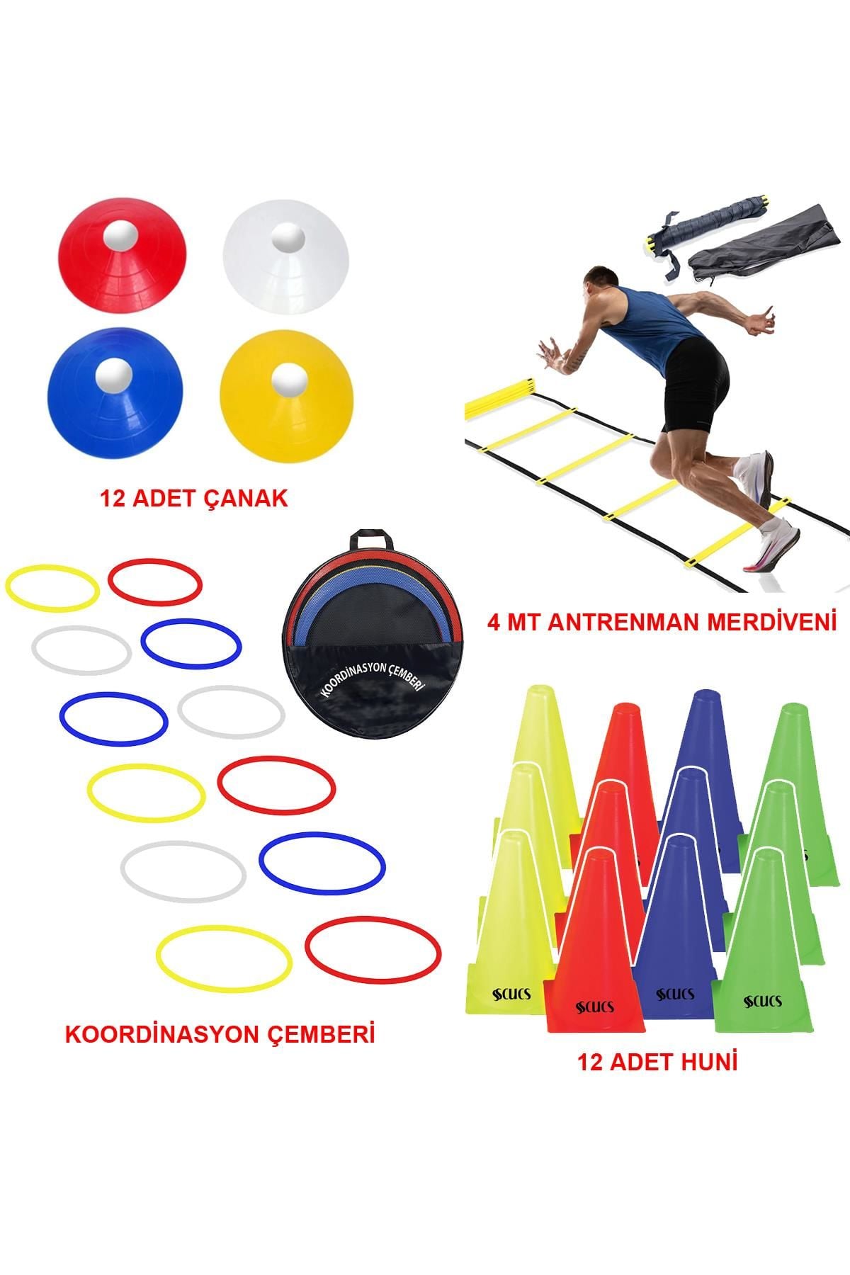 ASSA SPOR Avessa Antrenman Seti Antrenman Merdiveni 12 Adet Huni 12 Adet Çanak Koordinasyon Çemberi 12 Li - Spor Ekipmanı Üretimi