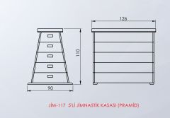 5'Li Jimnastik Kasası (Piramit) Yan Görünüm