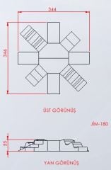 Orta Blok Ada Tırtıklı Minder Yan Görünüm