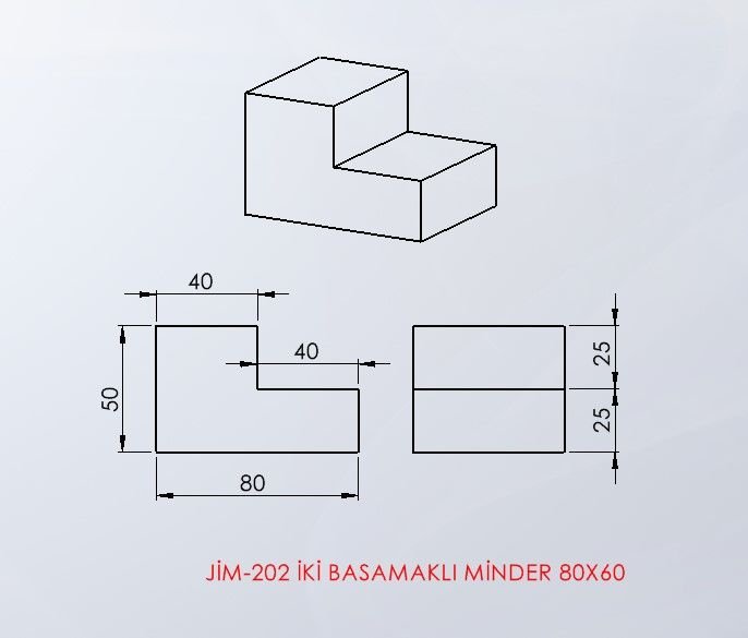 2 BASAMAKLI MİNDER 80X60 cm